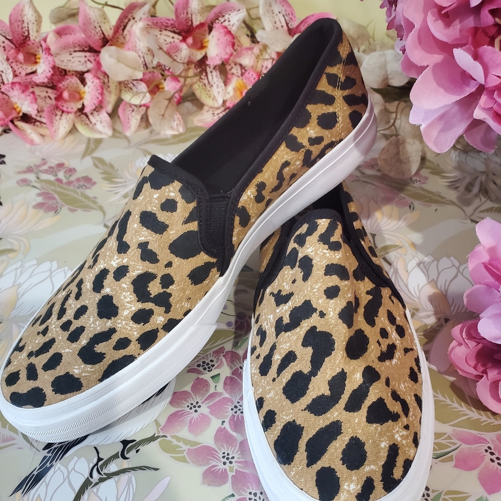 Keds Double Decker Leopard Canvas Slip-on
